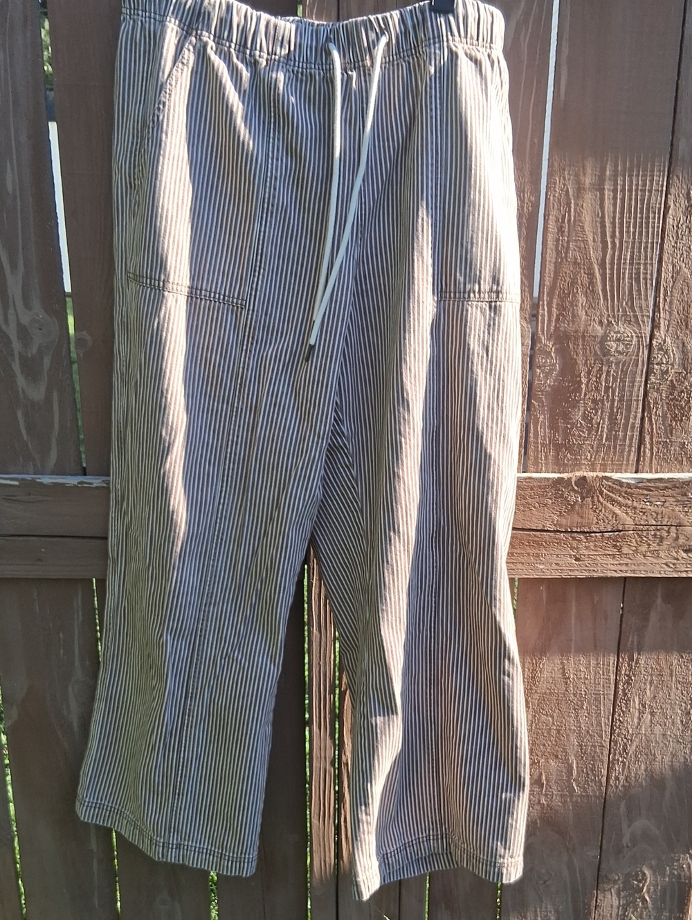 Wombes Brown & White Striped Drawstring Joggers Xl